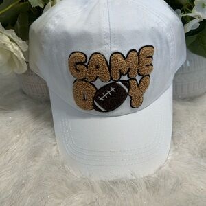 White "Game Day" Embroidered Baseball Cap